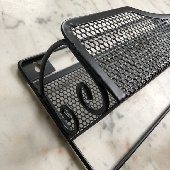 (New) Wall Mounted Black Metal Kitchen Paper Towel Hand Towel Spice Rack Holder - Picture 6 of 9